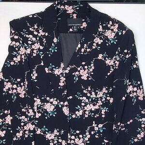 Cynthia Rowley black floral blazer